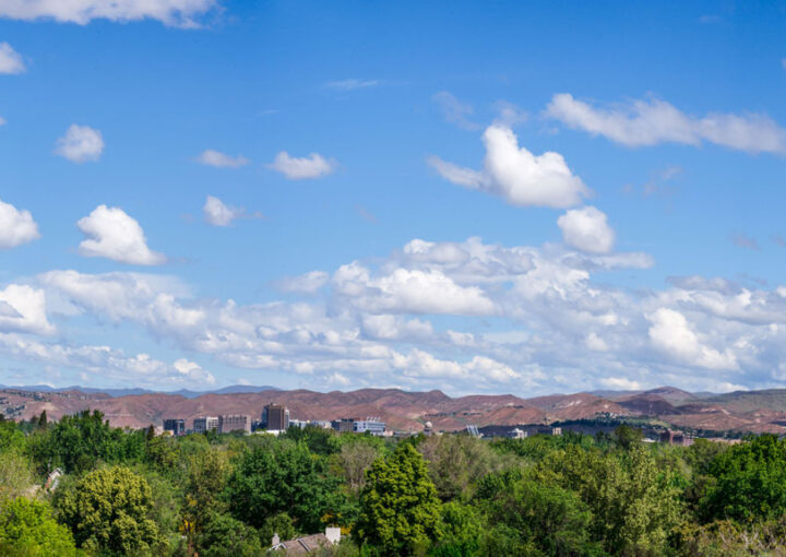 An overlook of the downtown Boise skyline from a distance